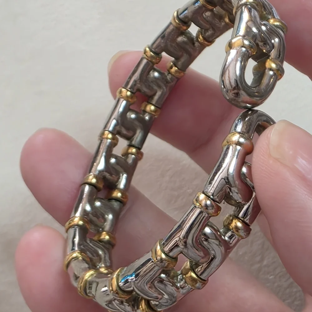 Joan Rivers Two Tone Watch Bracelet Set Stretch Band Vintage WORKS READY TO WEAR